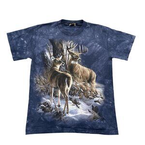 the Mountain Deer T-Shirt Mens Medium Blue Buck & Doe Tie Dye Streetwear Y2K